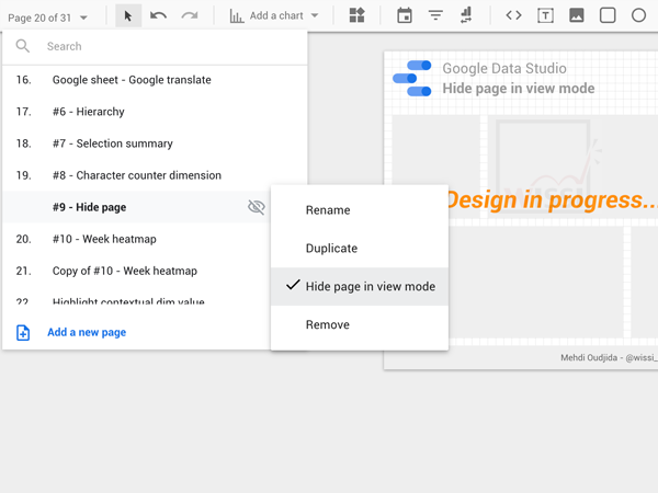Google Data Studio - Hide page in view mode