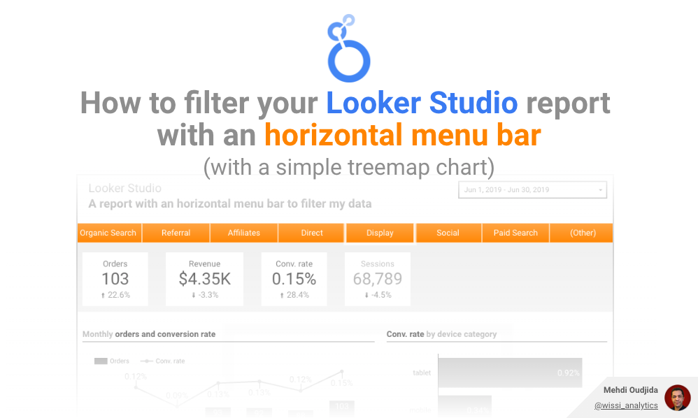 How to filter Looker Studio report with an horizontal menu bar