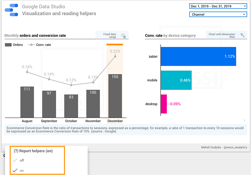 Google Data Studio - Visualization and reading helpers