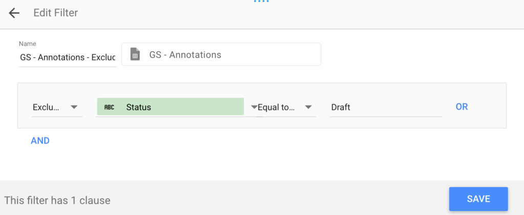 Chart filter to exclude annotations drafts