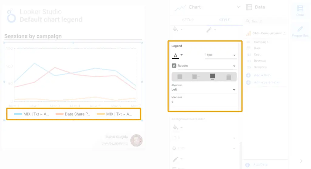 Looker Studio - Available options for default chart legend