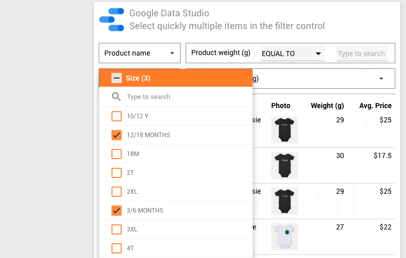 Google Data Studio filter control - Tip to reduce the number of item selections