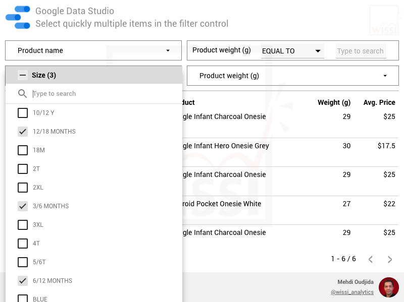 Google Data Studio filter control - Tip to reduce the number of item selections