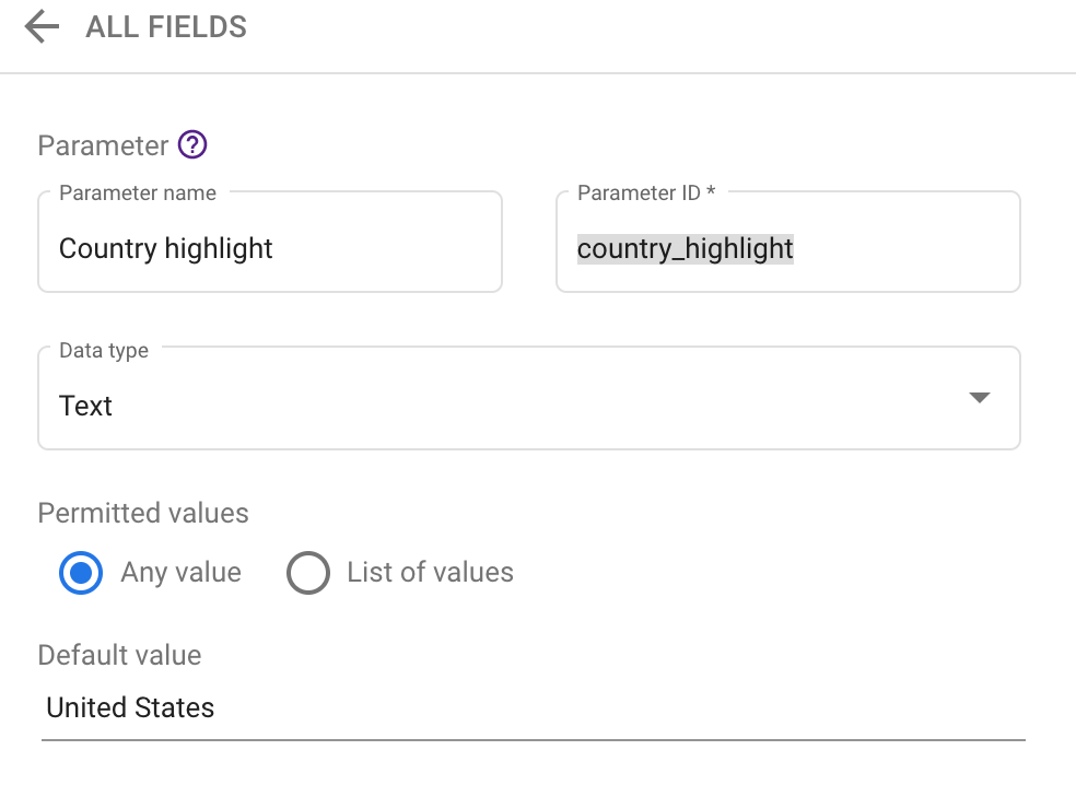 Google Data Studio - Chart highlighter - Country parameter