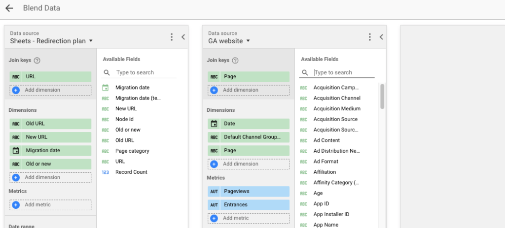 Blended data to mix redirection plan with Google Analytics