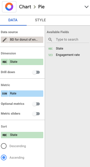 Donut chart or pie chart configuration