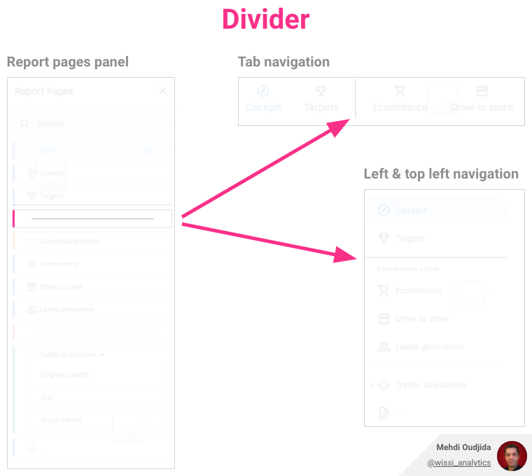 Divider of Google Data Studio navigation