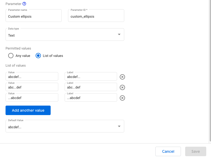 Looker Studio Parameter - Ellipsis position