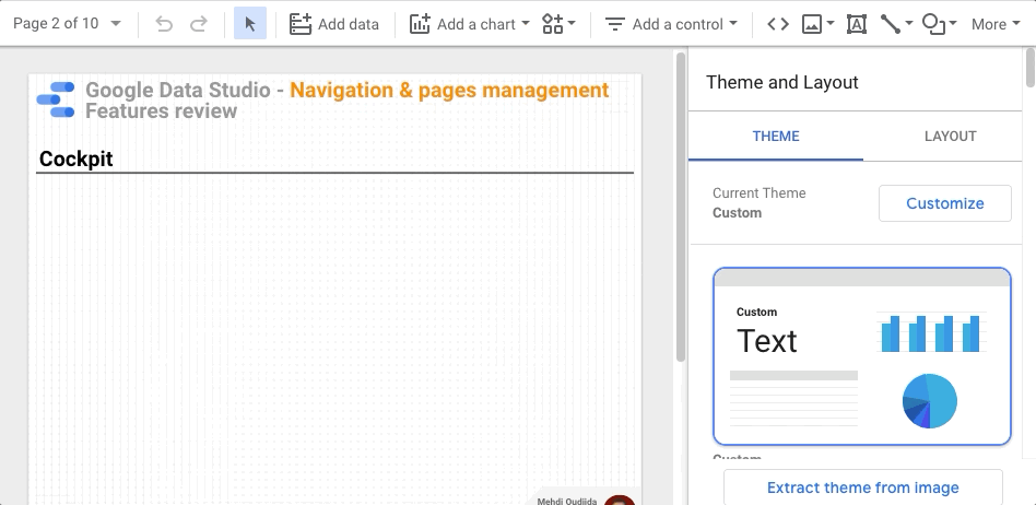 Google Data Studio old menu for pages management