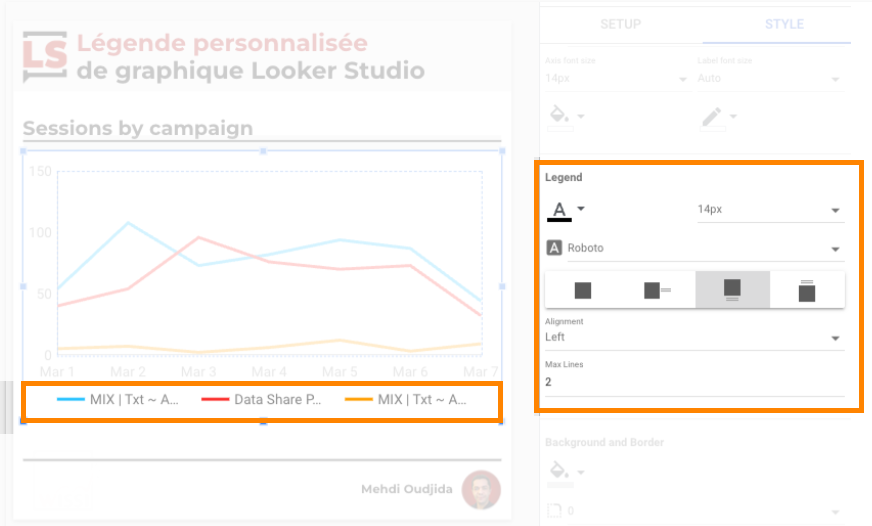 Légende Looker Studio par défaut