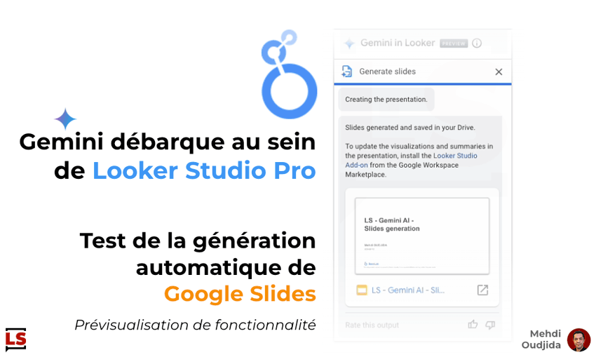 Gemini débarque au sein de Looker Studio Pro - Génération de Google Slides