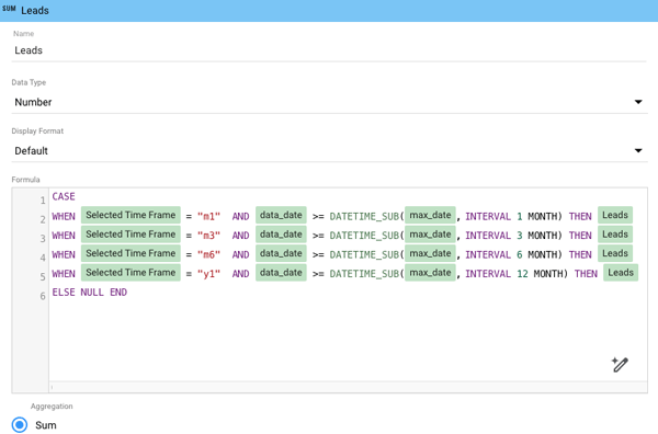 Time frame control - Data Studio calculated field for the metric