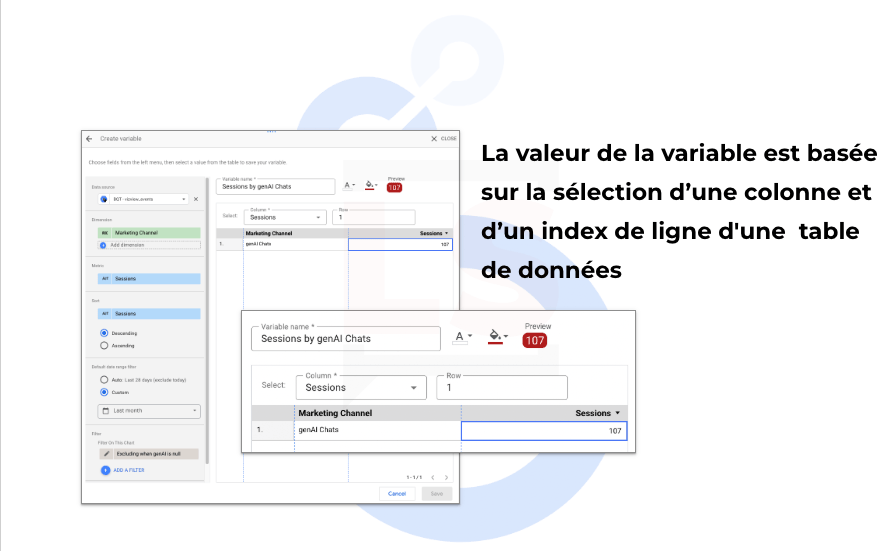 Sélection des données des variables de résultat de requête