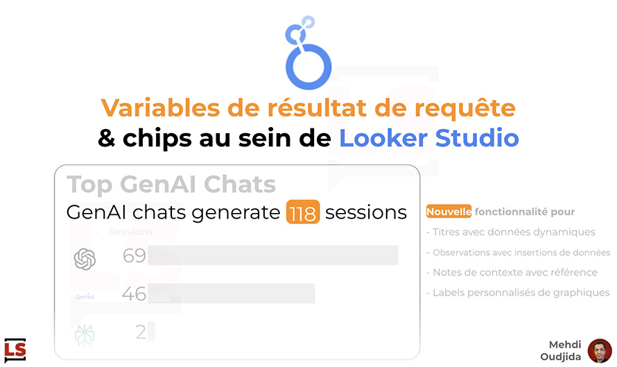 Variables de résultat de requête et chips au sein de Looker Studio