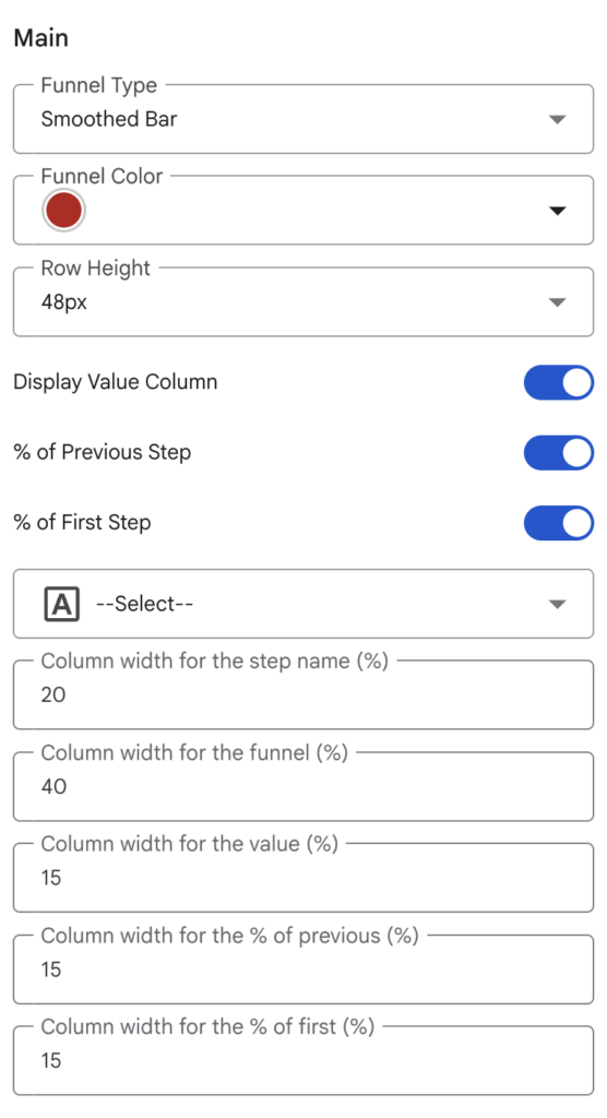 Funnel Chart Custom Viz - Style Tab - Main section