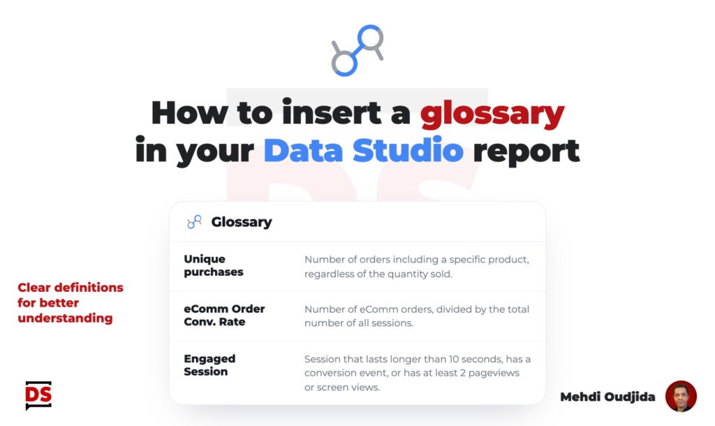 How to insert a glossary in your Data Studio report